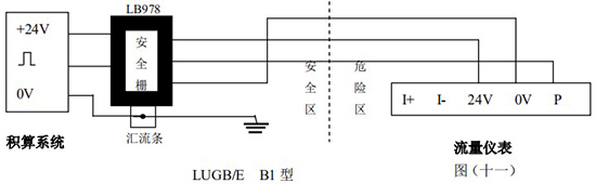 供暖管道流量計防爆安全柵接線圖